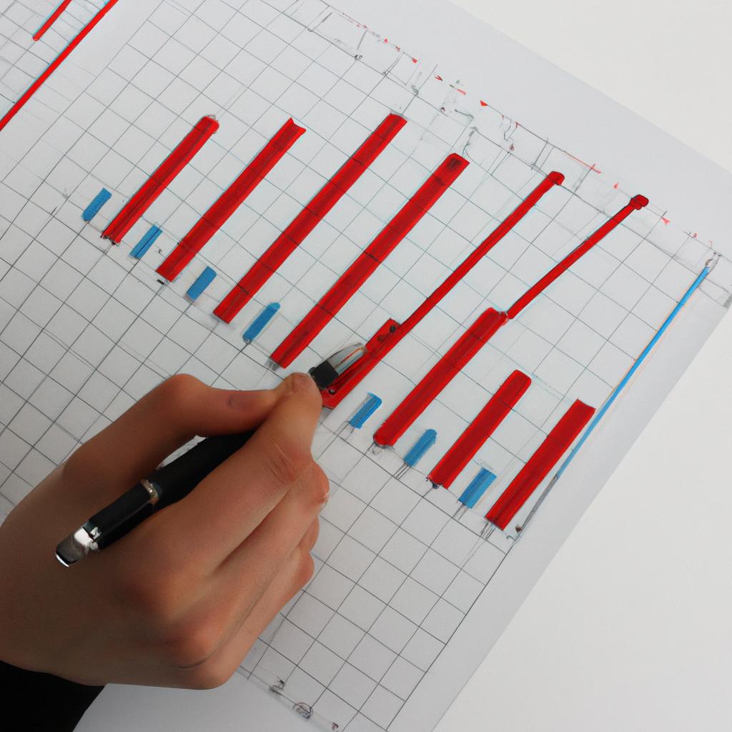 Person analyzing economic data graph