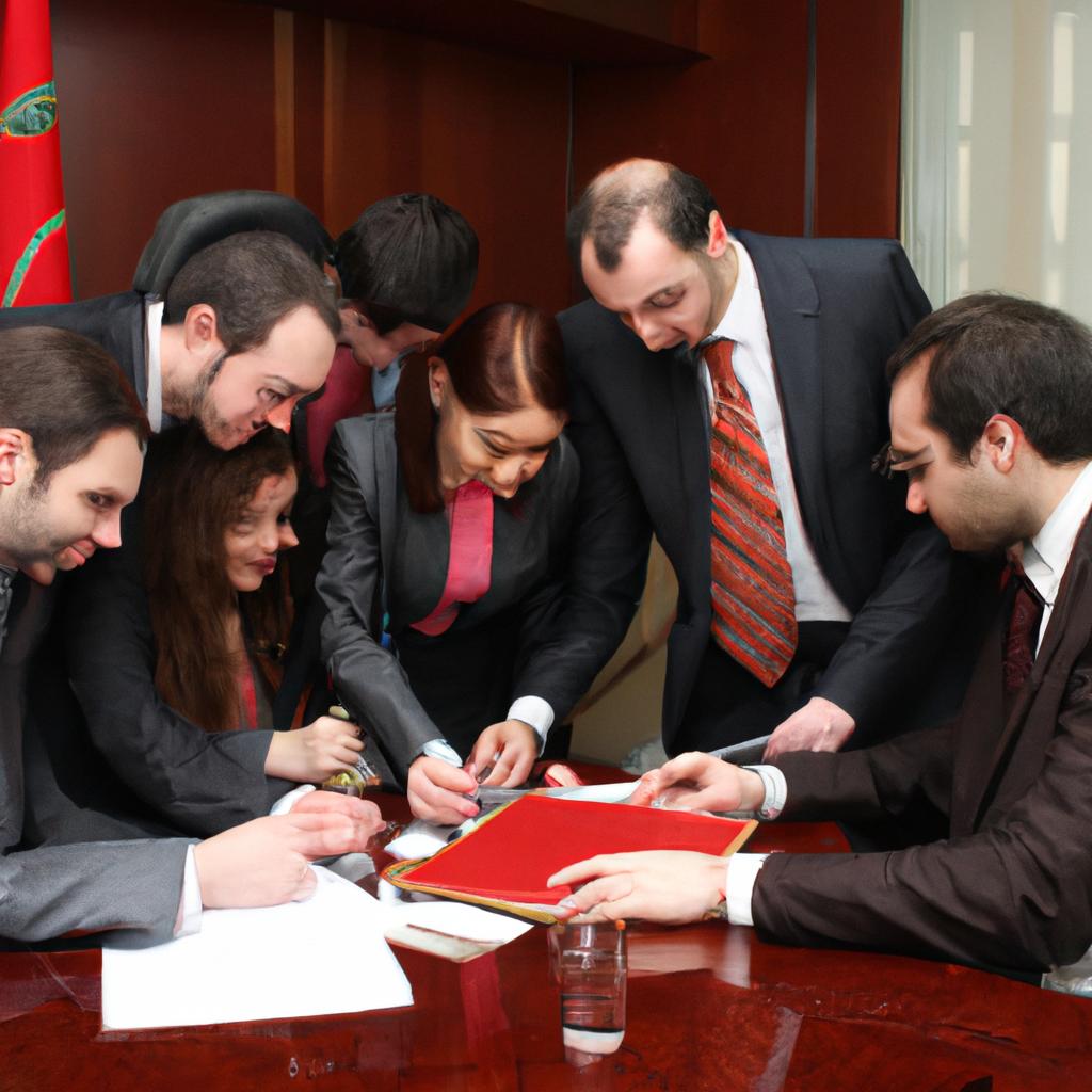 Group of diplomats signing agreement