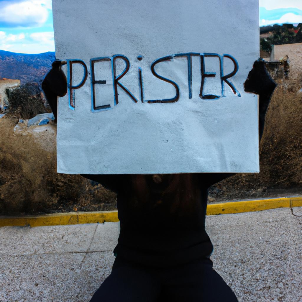 Person holding a protest sign